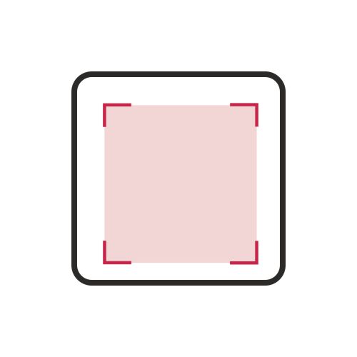 Arrière: 50 x 50 mm